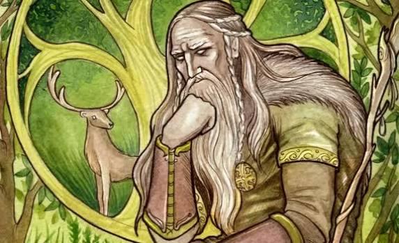 Vafthrudnir the Norse giant seated in a hall of ancient knowledge