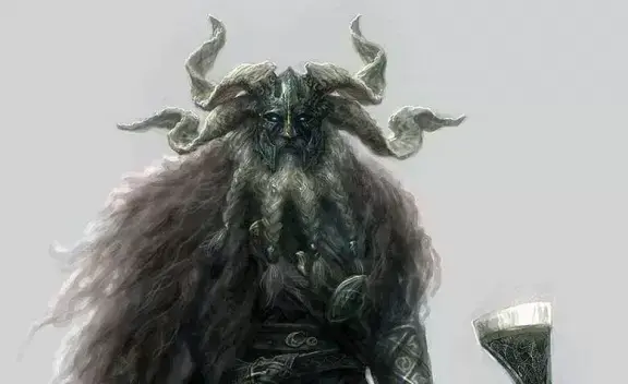 Hymir the sea giant rowing with Thor on a stormy ocean