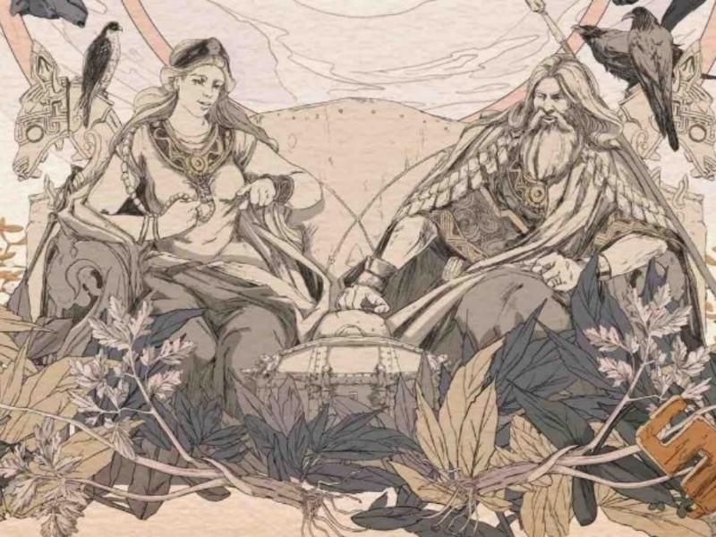 Rind the frost marked giantess standing in a winter forest