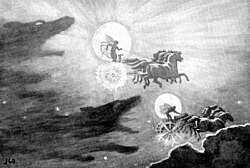 Máni guiding the moon across the night sky